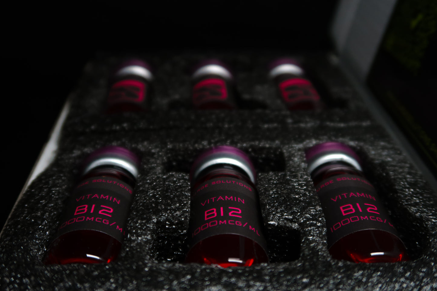 Vitamin B12 1000mcg/ml sterile solution vials securely packaged in foam for fast UK and international shipping